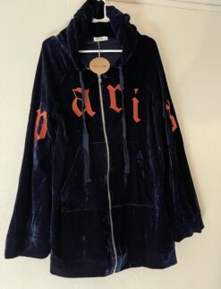 Essue Velvet Zip Up Sweater with Draw String