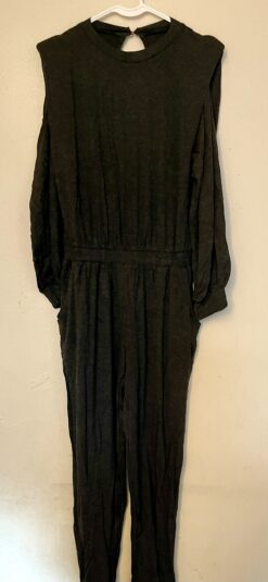 Cherish Long Sleeve Shoulder Pad Elastic Waist Jumpsuit